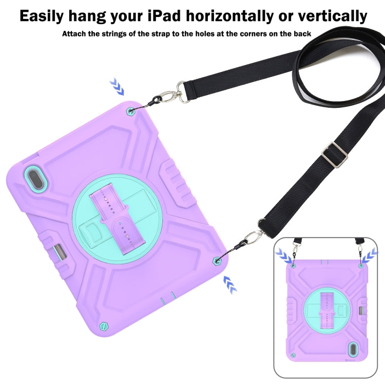 For iPad 2025 / 2022 X Rotation PC Hybrid Silicone Tablet Case with Strap(Purple Cyan) by bashfashion