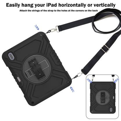 For iPad 2025 / 2022 X Rotation PC Hybrid Silicone Tablet Case with Strap(Full Black) by bashfashion