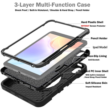 For iPad 2025 / 2022 X Rotation PC Hybrid Silicone Tablet Case with Strap(Full Black) by bashfashion