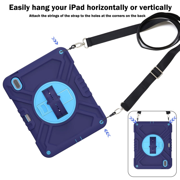 For iPad 2025 / 2022 X Rotation PC Hybrid Silicone Tablet Case with Strap(Navy Sky Blue) by bashfashion