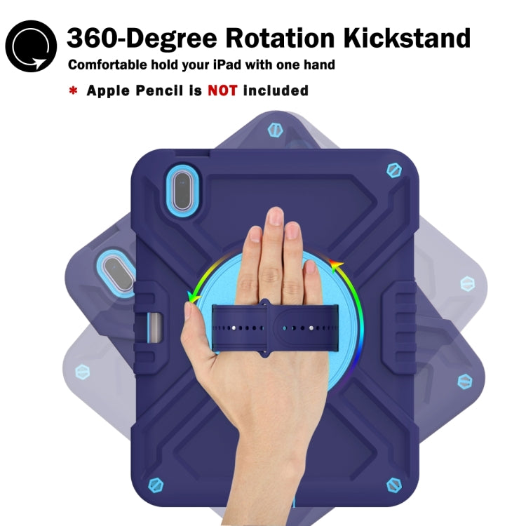 For iPad 2025 / 2022 X Rotation PC Hybrid Silicone Tablet Case with Strap(Navy Sky Blue) by bashfashion