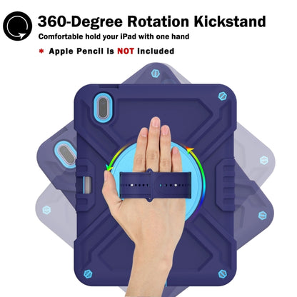 For iPad 2025 / 2022 X Rotation PC Hybrid Silicone Tablet Case with Strap(Navy Sky Blue) by bashfashion