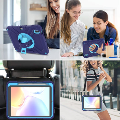 For iPad 2025 / 2022 X Rotation PC Hybrid Silicone Tablet Case with Strap(Navy Sky Blue) by bashfashion