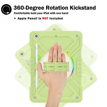 For iPad 10.2 2021 / 2020 / 2019 X Rotation PC Hybrid Silicone Tablet Case with Strap(Yellow Green White) by bashfashion