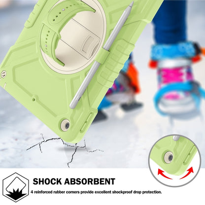 For iPad 10.2 2021 / 2020 / 2019 X Rotation PC Hybrid Silicone Tablet Case with Strap(Yellow Green White) by bashfashion