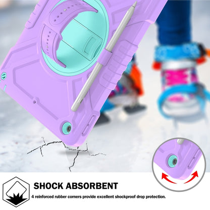 For iPad 10.2 2021 / 2020 / 2019 X Rotation PC Hybrid Silicone Tablet Case with Strap(Purple Cyan) by bashfashion