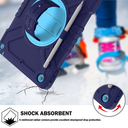 For iPad 10.2 2021 / 2020 / 2019 X Rotation PC Hybrid Silicone Tablet Case with Strap(Navy Sky Blue) by bashfashion