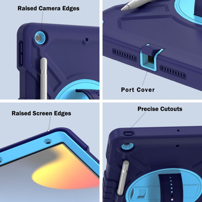 For iPad 10.2 2021 / 2020 / 2019 X Rotation PC Hybrid Silicone Tablet Case with Strap(Navy Sky Blue) by bashfashion