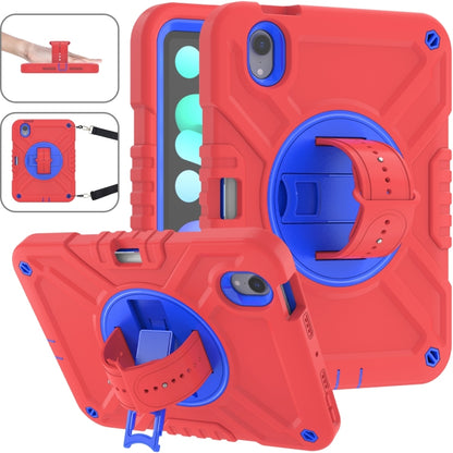 For iPad mini 6 / mini 2024 X Rotation PC Hybrid Silicone Tablet Case with Strap(Red Blue) by bashfashion