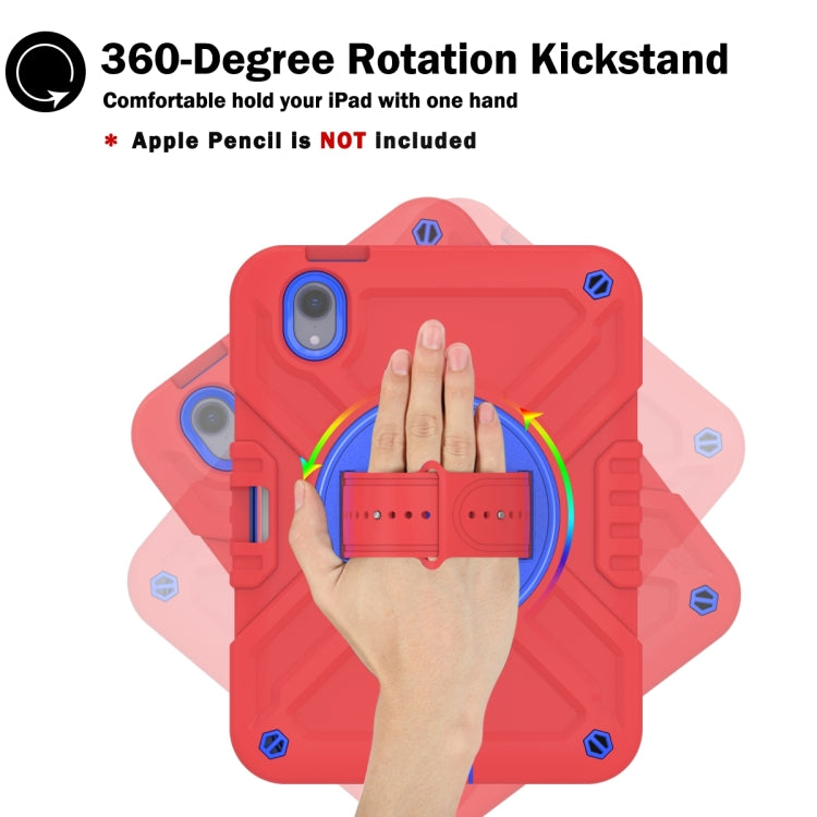 For iPad mini 6 / mini 2024 X Rotation PC Hybrid Silicone Tablet Case with Strap(Red Blue) by bashfashion