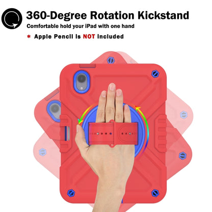 For iPad mini 6 / mini 2024 X Rotation PC Hybrid Silicone Tablet Case with Strap(Red Blue) by bashfashion