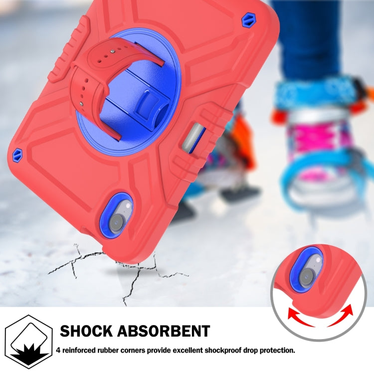 For iPad mini 6 / mini 2024 X Rotation PC Hybrid Silicone Tablet Case with Strap(Red Blue) by bashfashion