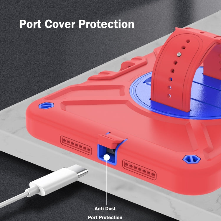 For iPad mini 6 / mini 2024 X Rotation PC Hybrid Silicone Tablet Case with Strap(Red Blue) by bashfashion