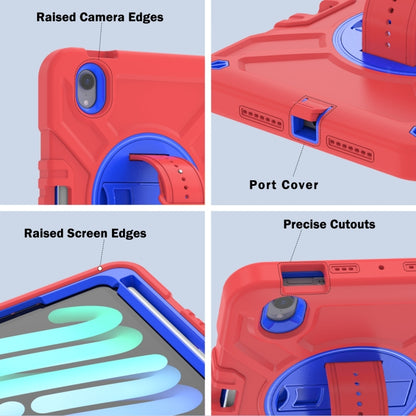 For iPad mini 6 / mini 2024 X Rotation PC Hybrid Silicone Tablet Case with Strap(Red Blue) by bashfashion