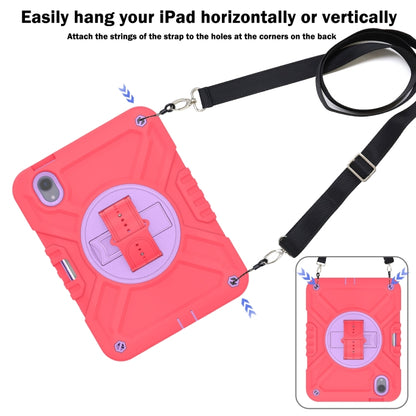 For iPad mini 6 / mini 2024 X Rotation PC Hybrid Silicone Tablet Case with Strap(Red Purple) by bashfashion