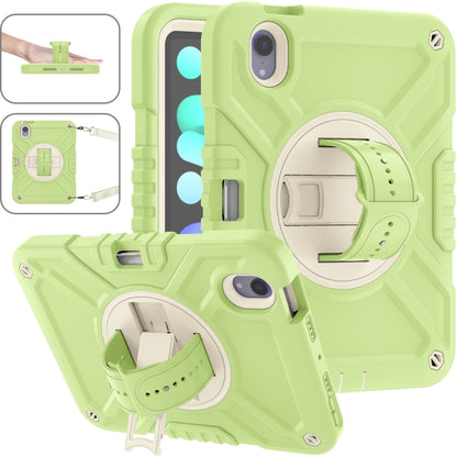 For iPad mini 6 / mini 2024 X Rotation PC Hybrid Silicone Tablet Case with Strap(Yellow Green White) by bashfashion