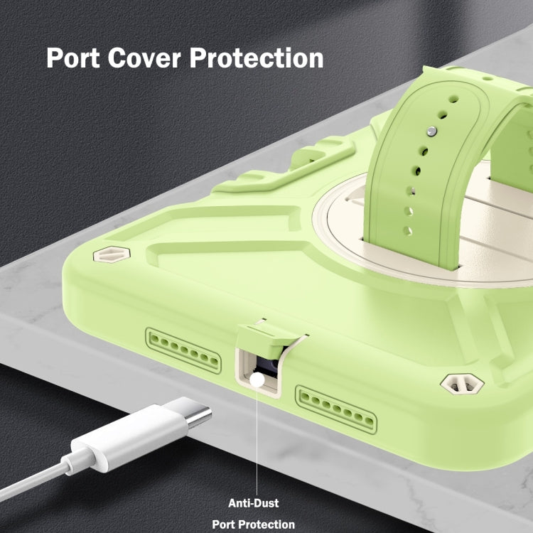 For iPad mini 6 / mini 2024 X Rotation PC Hybrid Silicone Tablet Case with Strap(Yellow Green White) by bashfashion