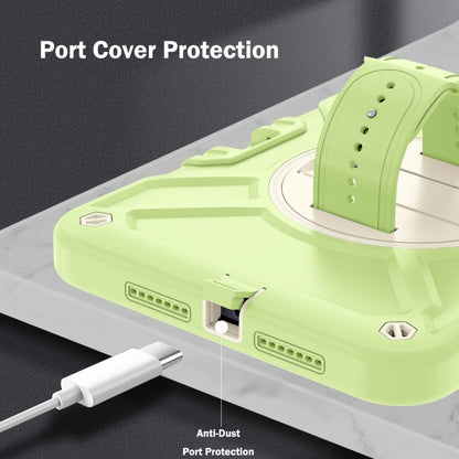 For iPad mini 6 / mini 2024 X Rotation PC Hybrid Silicone Tablet Case with Strap(Yellow Green White) by bashfashion