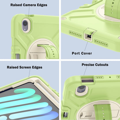 For iPad mini 6 / mini 2024 X Rotation PC Hybrid Silicone Tablet Case with Strap(Yellow Green White) by bashfashion