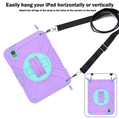 For iPad mini 6 / mini 2024 X Rotation PC Hybrid Silicone Tablet Case with Strap(Purple Cyan) by bashfashion