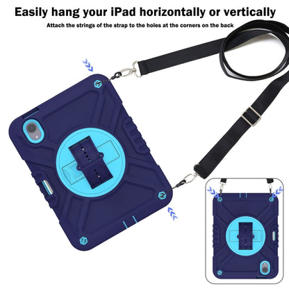 For iPad mini 6 / mini 2024 X Rotation PC Hybrid Silicone Tablet Case with Strap(Navy Sky Blue) by bashfashion
