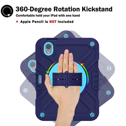 For iPad mini 6 / mini 2024 X Rotation PC Hybrid Silicone Tablet Case with Strap(Navy Sky Blue) by bashfashion