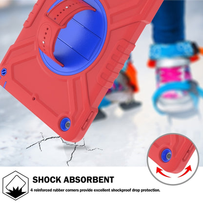 For iPad Air / Air 2 / 9.7 2018 / 2017 X Rotation PC Hybrid Silicone Tablet Case with Strap(Red Blue) by bashfashion
