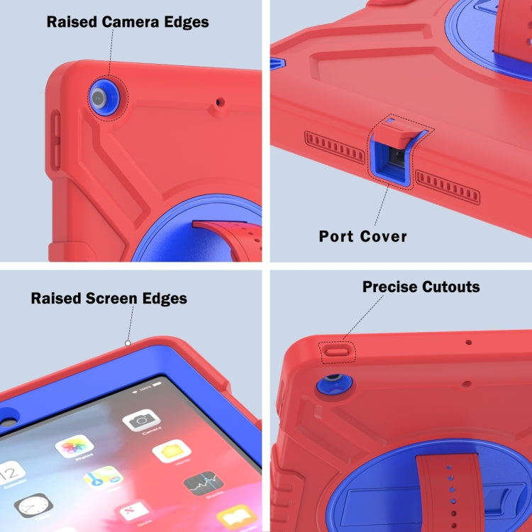 For iPad Air / Air 2 / 9.7 2018 / 2017 X Rotation PC Hybrid Silicone Tablet Case with Strap(Red Blue) by bashfashion