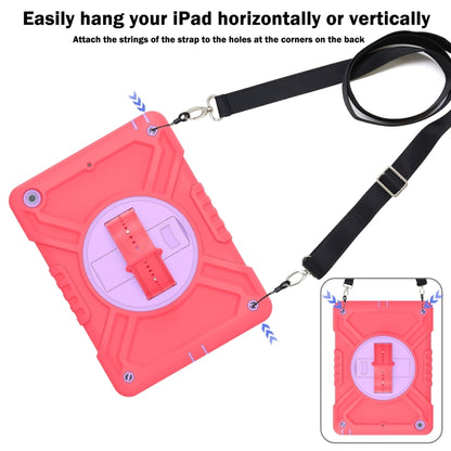 For iPad Air / Air 2 / 9.7 2018 / 2017 X Rotation PC Hybrid Silicone Tablet Case with Strap(Red Purple) by bashfashion