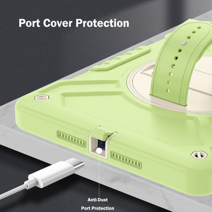 For iPad Air / Air 2 / 9.7 2018 / 2017 X Rotation PC Hybrid Silicone Tablet Case with Strap(Yellow Green White) by bashfashion