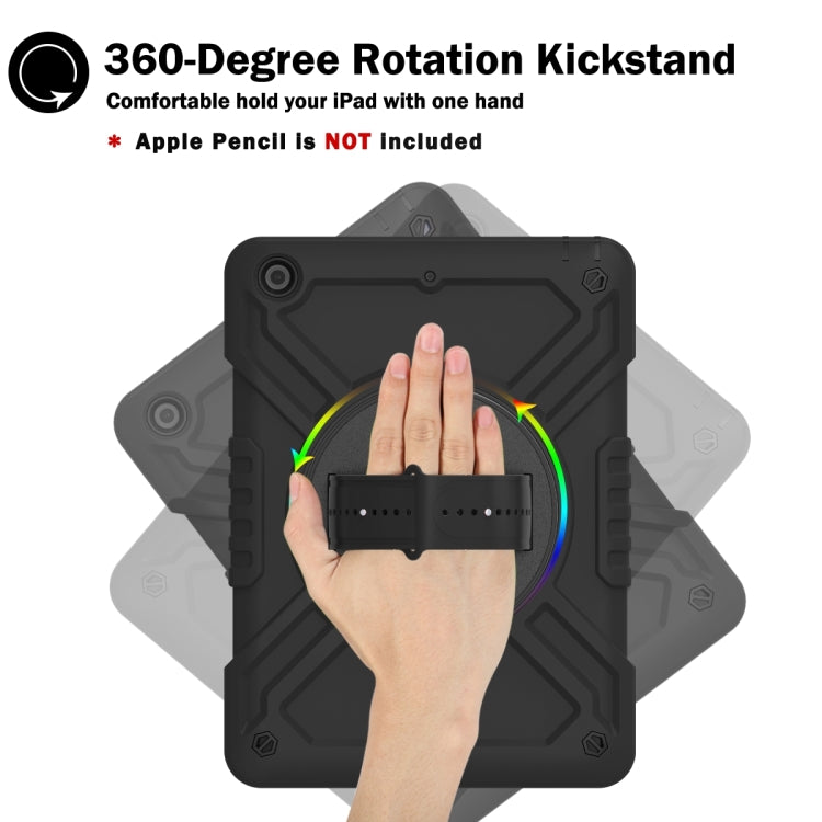 For iPad Air / Air 2 / 9.7 2018 / 2017 X Rotation PC Hybrid Silicone Tablet Case with Strap(Full Black) by bashfashion