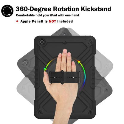 For iPad Air / Air 2 / 9.7 2018 / 2017 X Rotation PC Hybrid Silicone Tablet Case with Strap(Full Black) by bashfashion