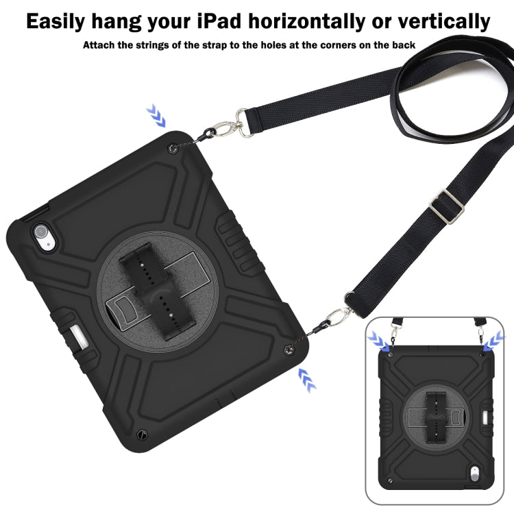 For iPad Air 11 2025 / 2024 X Rotation PC Hybrid Silicone Tablet Case with Strap(Full Black) by bashfashion