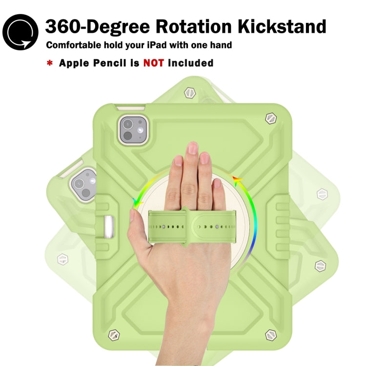 For iPad Pro 11 2025 / 2024 X Rotation PC Hybrid Silicone Tablet Case with Strap(Yellow Green White) by bashfashion
