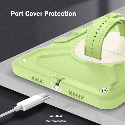 For iPad Pro 11 2025 / 2024 X Rotation PC Hybrid Silicone Tablet Case with Strap(Yellow Green White) by bashfashion