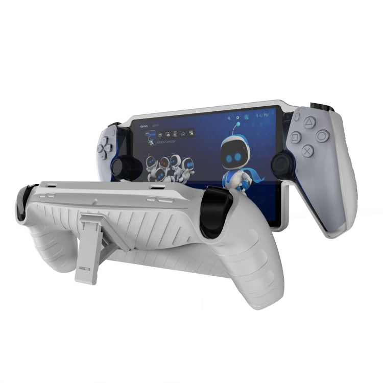 For Sony PlayStation Portal TPU Stripe Game Console Case with Holder(White) by bashfashion