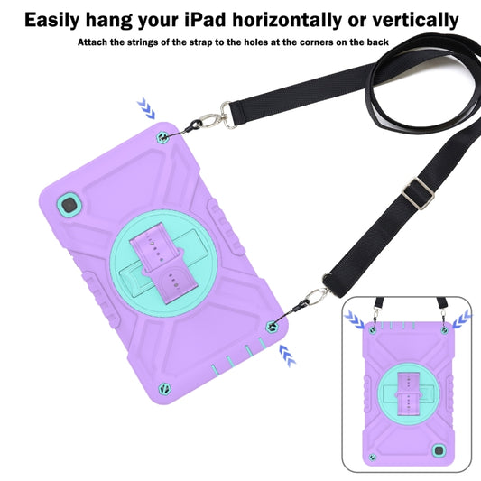 For Samsung Galaxy Tab A7 Lite X Rotation PC Hybrid Silicone Tablet Case with Strap(Purple Cyan) by bashfashion