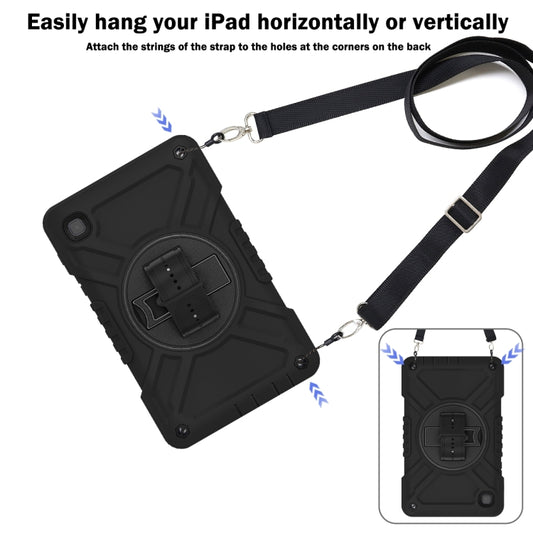 For Samsung Galaxy Tab A7 Lite X Rotation PC Hybrid Silicone Tablet Case with Strap(Full Black) by bashfashion