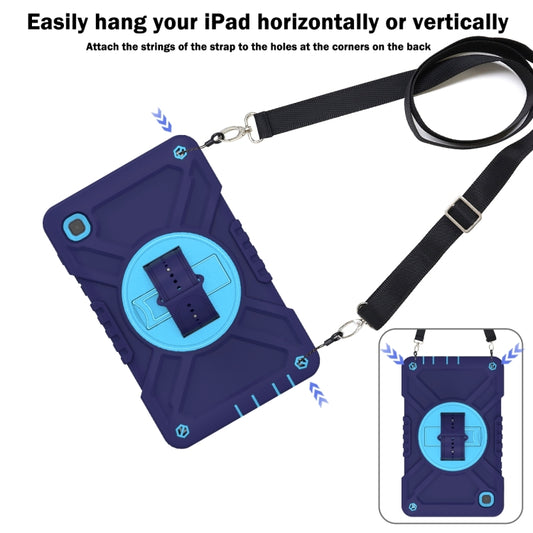 For Samsung Galaxy Tab A7 Lite X Rotation PC Hybrid Silicone Tablet Case with Strap(Navy Sky Blue) by bashfashion