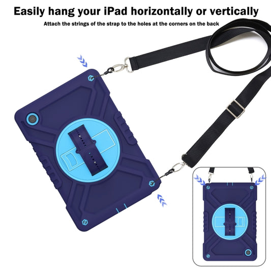 For Samsung Galaxy Tab A8 X200 X Rotation PC Hybrid Silicone Tablet Case with Strap(Navy Sky Blue) by bashfashion