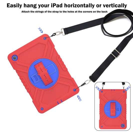 For Samsung Galaxy Tab A11+ / A9+ X Rotation PC Hybrid Silicone Tablet Case with Strap(Red Blue) by bashfashion