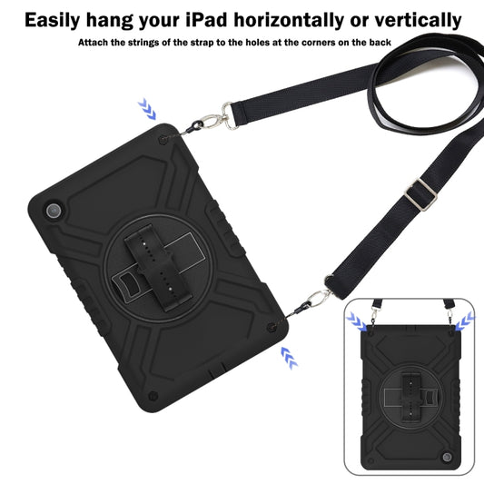 For Samsung Galaxy Tab A11+ / A9+ X Rotation PC Hybrid Silicone Tablet Case with Strap(Full Black) by bashfashion