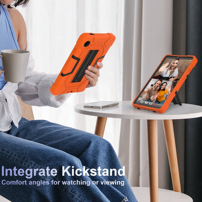 For Samsung Galaxy Tab A9 Contrast Color Robot Silicone Hybrid PC Tablet Case with Holder(Orange Black) by bashfashion