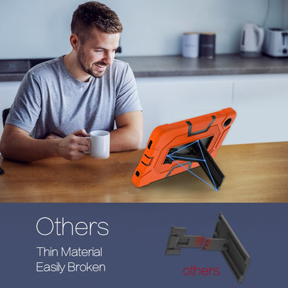 For Samsung Galaxy Tab A9 Contrast Color Robot Silicone Hybrid PC Tablet Case with Holder(Orange Black) by bashfashion