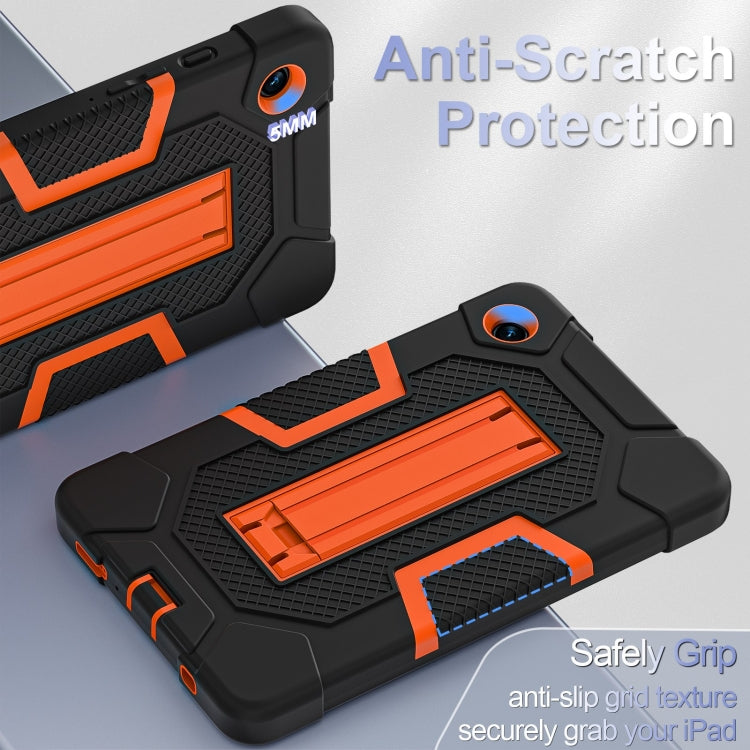 For Samsung Galaxy Tab A9 Contrast Color Robot Silicone Hybrid PC Tablet Case with Holder(Black Orange) by bashfashion