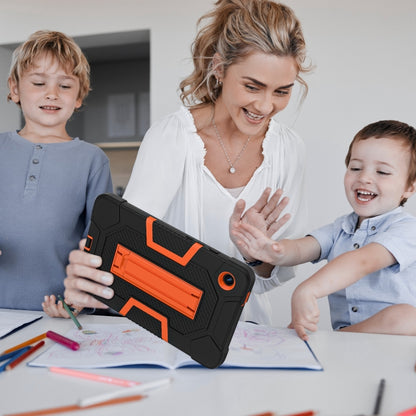 For Samsung Galaxy Tab A9 Contrast Color Robot Silicone Hybrid PC Tablet Case with Holder(Black Orange) by bashfashion