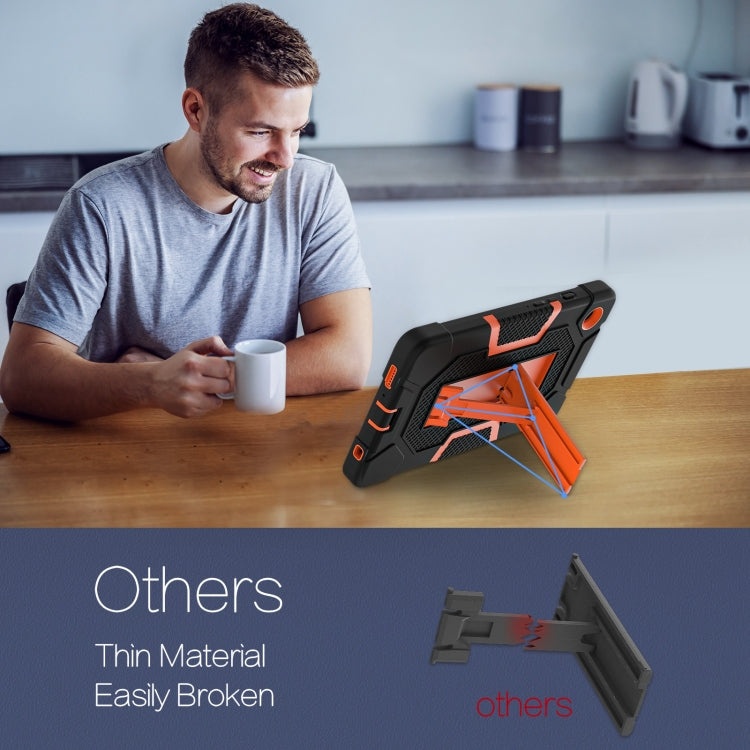 For Samsung Galaxy Tab A9 Contrast Color Robot Silicone Hybrid PC Tablet Case with Holder(Black Orange) by bashfashion