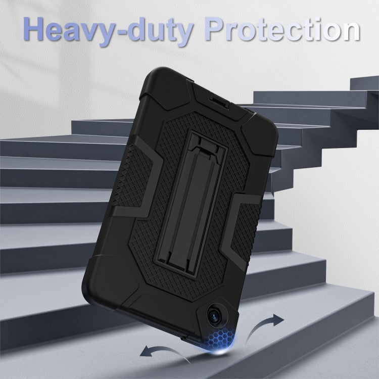 For Samsung Galaxy Tab A9 Contrast Color Robot Silicone Hybrid PC Tablet Case with Holder(Black) by bashfashion