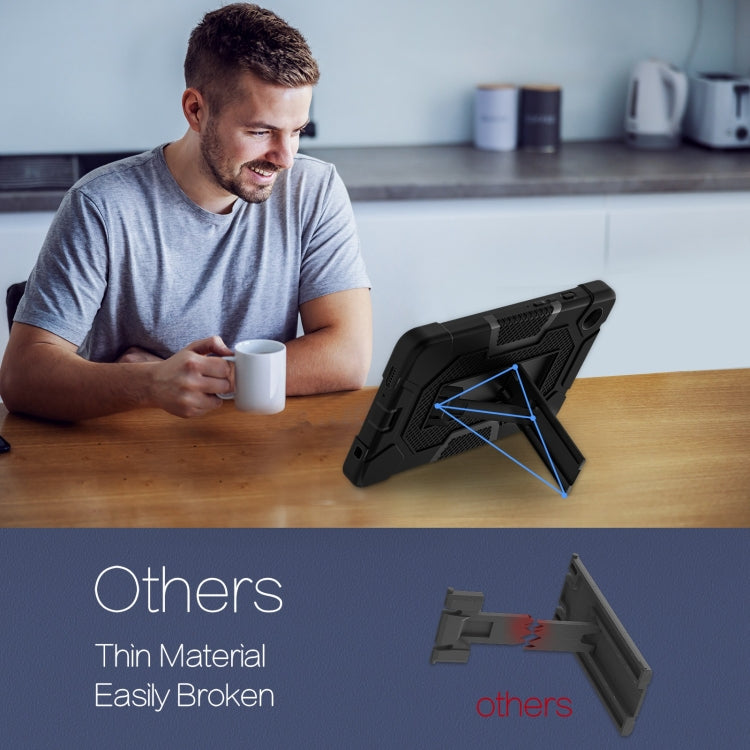 For Samsung Galaxy Tab A9 Contrast Color Robot Silicone Hybrid PC Tablet Case with Holder(Black) by bashfashion