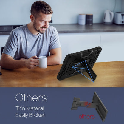 For Samsung Galaxy Tab A9 Contrast Color Robot Silicone Hybrid PC Tablet Case with Holder(Black) by bashfashion